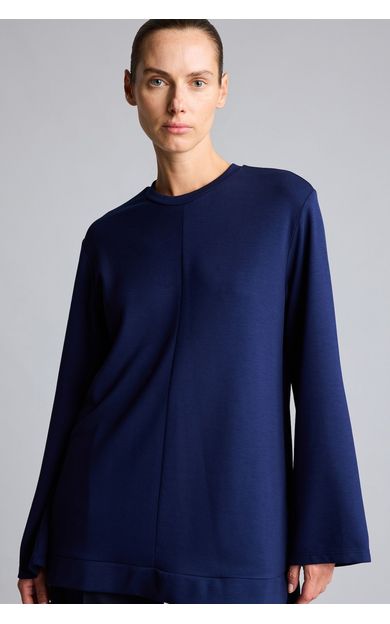 DeFacto Regular Fit Bisiklet Yaka Önü Dikiş Detaylı Uzun Kollu Tunik Basic Sweatshirt Lacivert
