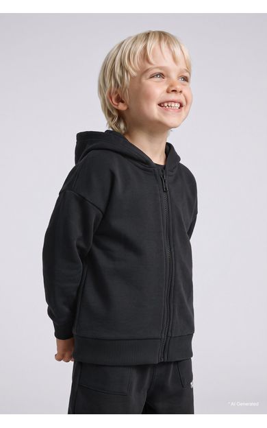 DeFacto Kapüşonlu Fermuarlı Kalın Sweatshirt Kumaşı Basic Sweatshirt Hırka Erkek Bebek
