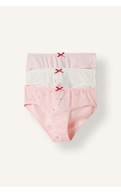 DeFacto Baskılı Fiyonk Detaylı Penye 3'lü Slip Külot Kız Çocuk
