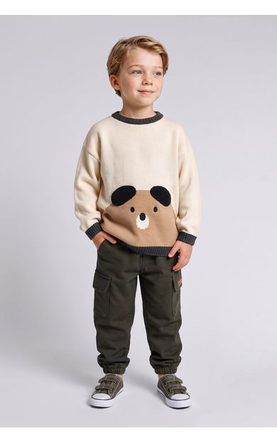 DeFacto Jogger Fıt Kalın Sweatshirt Kumaşı Pantolon Erkek Bebek Haki