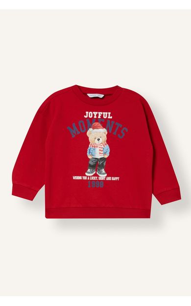 DeFacto %100 Pamuk Ayıcıklı Baskılı Oversize İçi Yumuşak Tüylü Kalın Sweatshirt Erkek Bebek