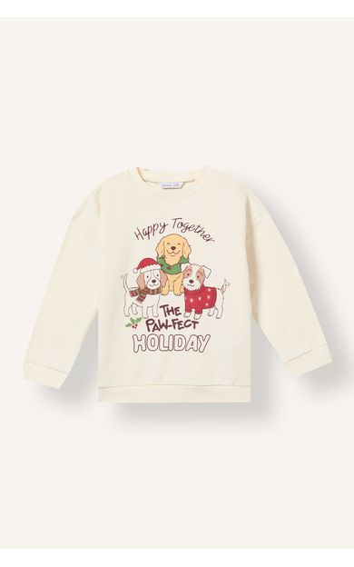 DeFacto %100 Pamuk Ayıcıklı Baskılı Oversize İçi Yumuşak Tüylü Kalın Sweatshirt Erkek Bebek