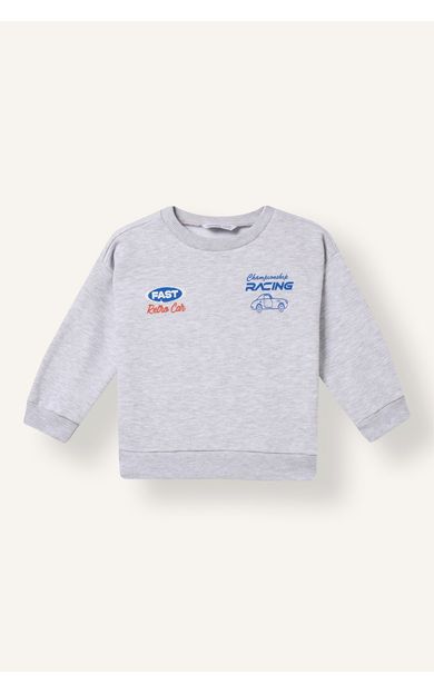 DeFacto Oversıze Slogan Baskılı İçi Yumuşak Tüylü Kalın Sweatshirt Kumaşı Sweatshirt Erkek Bebek
