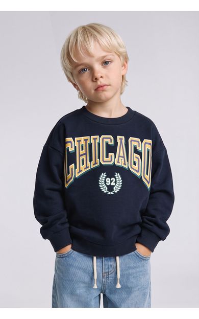 DeFacto Oversize Chicago Baskılı Kalın Sweatshirt Erkek Bebek