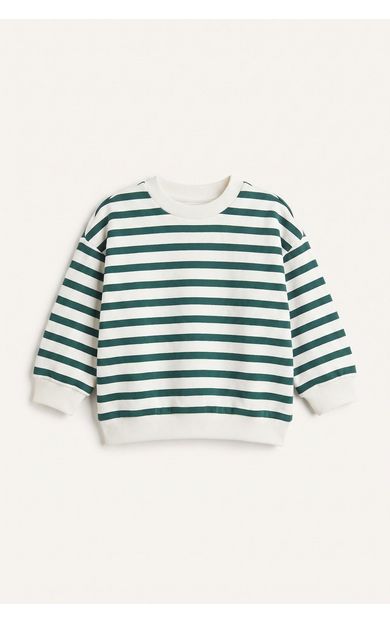 DeFacto Oversize Bisiklet Yaka Çizgili Sweatshirt Erkek Bebek