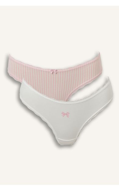 DeFacto Çizgili Fiyonk ve Dantel Detaylı 2'li Slip Külot