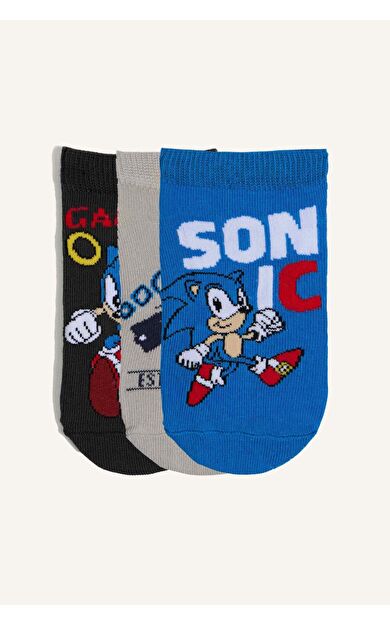 DeFacto Sonıc the Hedgehog 3'lü Pamuklu Patik Çorap Erkek Çocuk