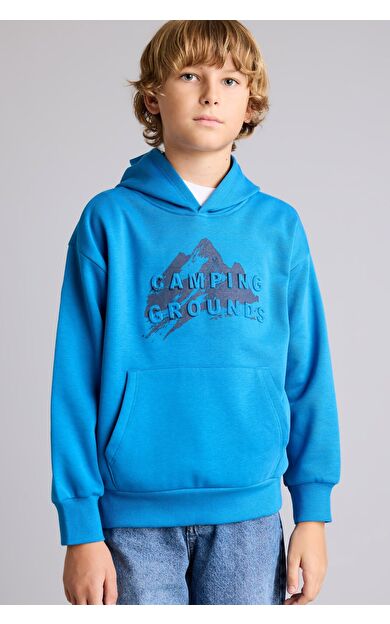 DeFacto Oversıze Kapüşonlu İçi Yumuşak Tüylü Kalın Kumaş Sweatshirt Erkek Çocuk