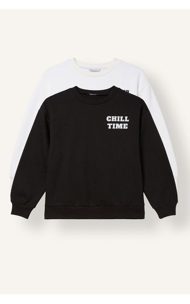 DeFacto Relaxed Fit Bisiklet Yaka Baskılı İçi Yumuşak Tüylü Kalın 2'li Sweatshirt Kız Çocuk