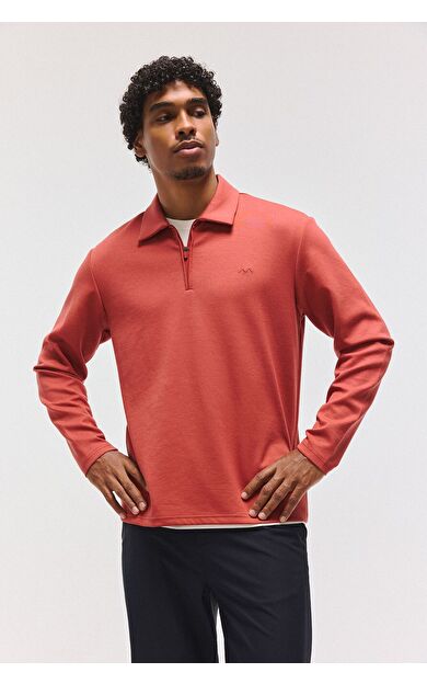 DeFacto Standart Fıt Polo Yaka Modal Sweatshirt