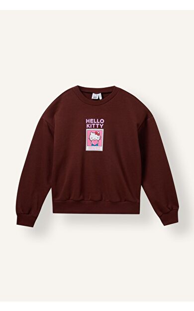 DeFacto Hello Kitty Relax Fıt Bisiklet Yaka Kalın Sweatshirt Kumaşı Sweatshirt Kız Çocuk