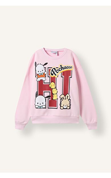 DeFacto Relaxed Fit Bisiklet Yaka Pochacco Baskılı Sweatshirt Kız Çocuk