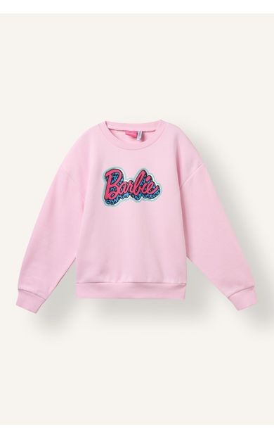 DeFacto Barbie Relaxed Fit Bisiklet Yaka Baskılı İçi Yumuşak Tüylü Kalın Sweatshirt Kız Çocuk