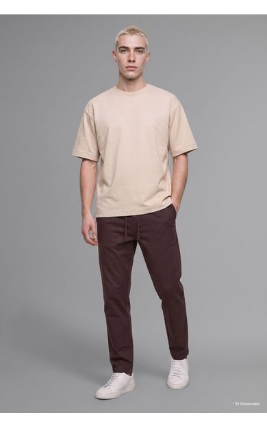 DeFacto Relaxed Fit Beli Lastikli Düz Paça Pantolon Kahve