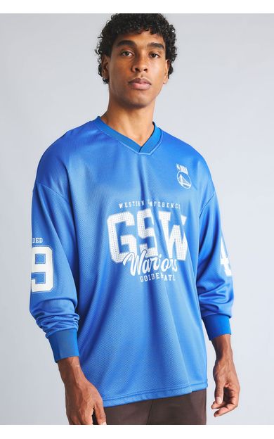 DeFacto NBA Golden State Warrıors Oversıze V Yaka Tül Sweatshirt