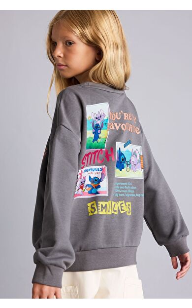 DeFacto Dısney Lılo & Stıtch Relax Fıt Bisiklet Yaka Sweatshirt Kız Çocuk