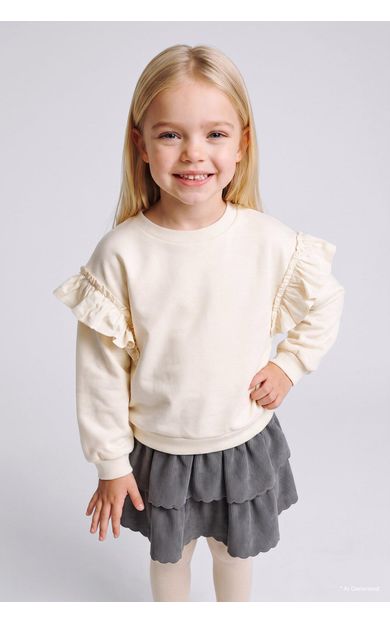 DeFacto Regular Fıt Bisiklet Yaka İçi Yumuşak Tüylü Sweatshirt Kız Bebek Ekru