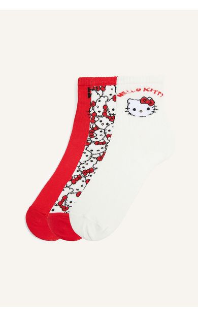 DeFacto Hello Kitty Karakter Desenli 3'lü Pamuklu Uzun Çorap Kız Çocuk