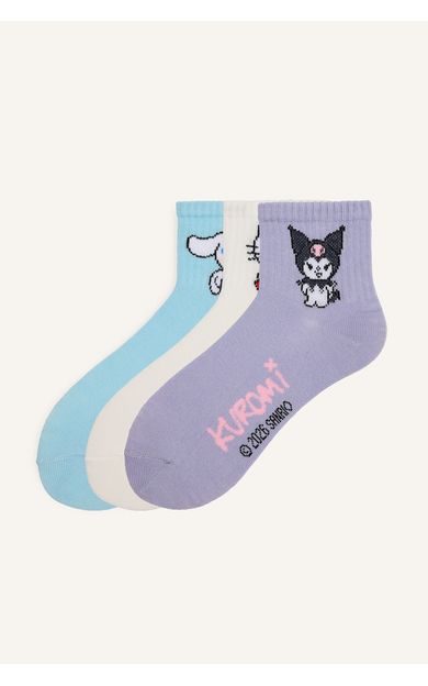 DeFacto Hello Kitty and Friends 3'lü Pamuklu Karakter Desenli Çorap Kız Çocuk