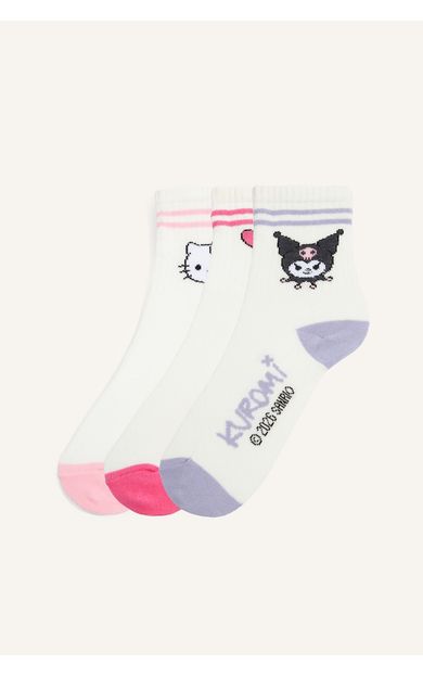 DeFacto Hello Kitty and Friends 3'lü Desenli Pamuklu Uzun Çorap Kız Çocuk