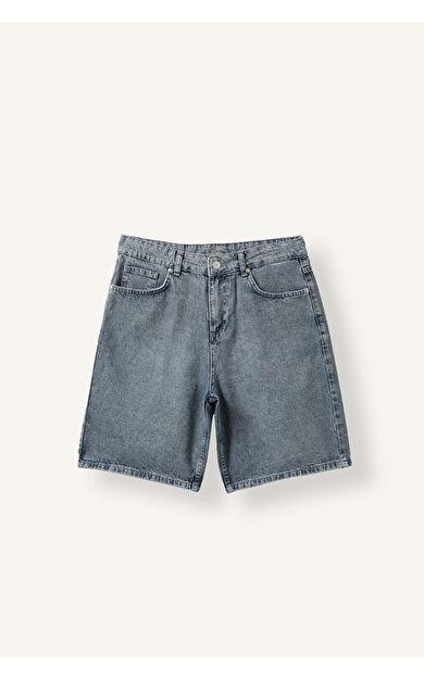 DeFacto Yıkama Efektli Straight Fit Denim Bermuda