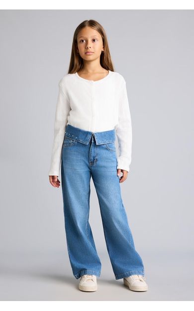 DeFacto Wide Leg Konforlu ve Ferah Geniş Paça Jean Pantolon Kız Çocuk Mavi I5710A826AUNM39