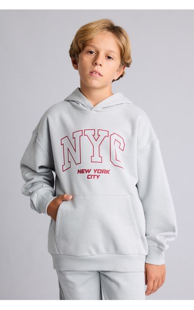 DeFacto Overshirt Fit Kapüşonlu Kanguru Cepli Baskılı Sweatshirt Erkek Çocuk