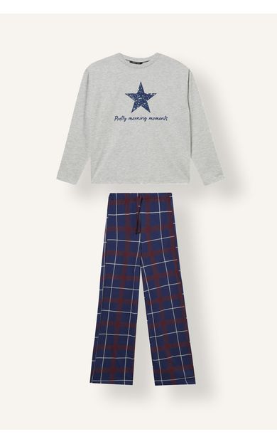 DeFacto Yıldız Baskılı Kareli 2'li Pijama Takımı Kız Çocuk