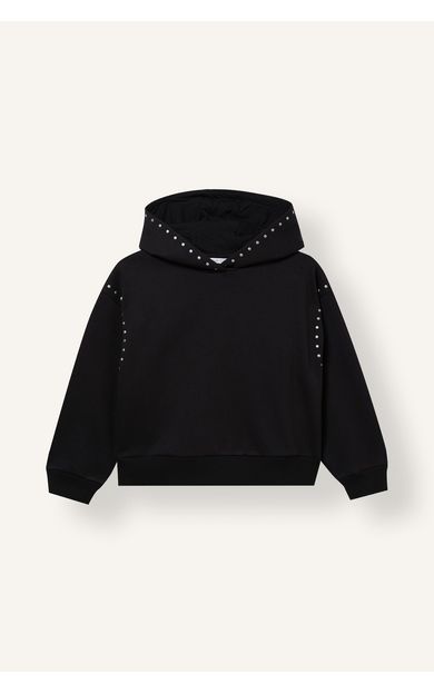 DeFacto Oversize Kapüşonlu Zımba Detaylı İçi Yumuşak Tüylü Sweatshirt Kız Çocuk