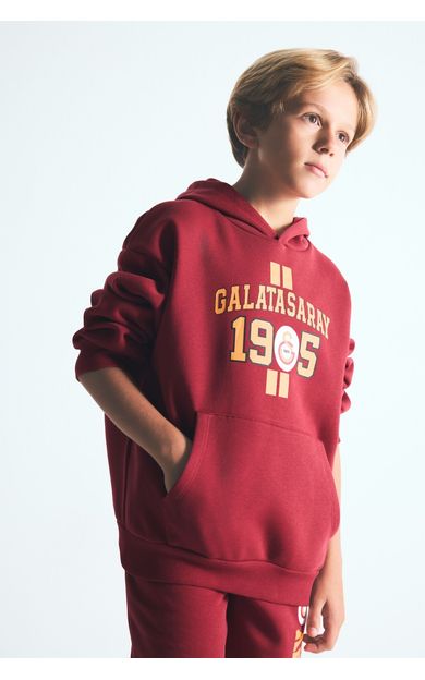 DeFacto Galatasaray Baskılı Kanguru Cepli Kapüşonlu Sweatshirt Erkek Çocuk