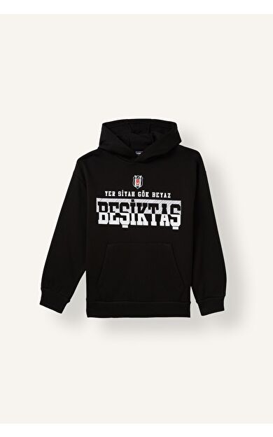 DeFacto Beşiktaş Kapüşonlu Kanguru Cepli Baskılı Sweatshirt Erkek Çocuk