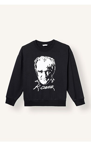 DeFacto Atatürk Baskılı Bisiklet Yaka Sweatshirt Erkek Çocuk