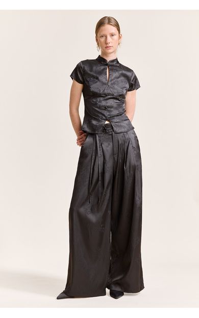 DeFacto Wide Leg Geniş Kalıp Normal Bel Geniş Paça Desenli Pantolon