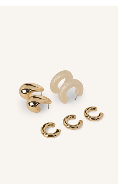 DeFacto Kadın 5'li Kalın Formlu Halka ve Earcuff Küpe Seti