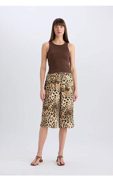 DeFacto Yüksek Bel Crop Fit Viskon Kapri