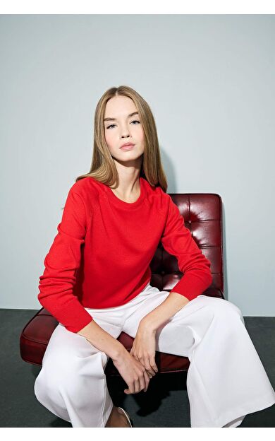 DeFacto Relax Fit Bisiklet Yaka Basic Düz Triko Kazak I6913AZ25WNRD117