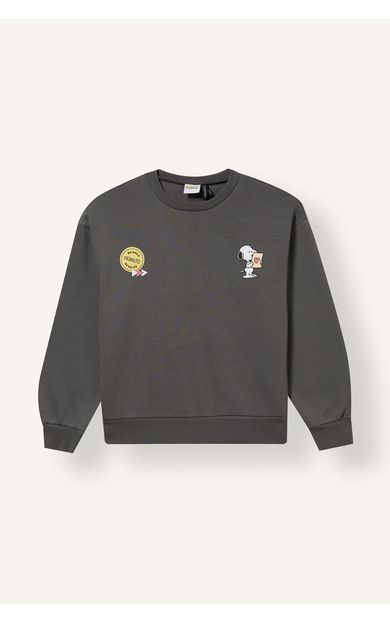 DeFacto Snoopy Relaxed Fit Bisiklet Yaka Baskılı Kalın Sweatshirt Kız Çocuk