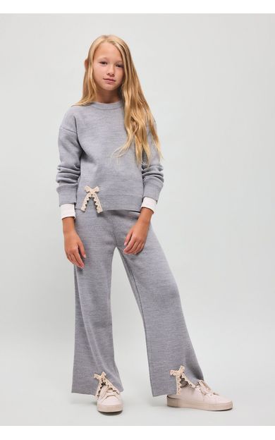DeFacto Wide Leg Paçası Fiyonk Detaylı Triko Pantolon Kız Çocuk