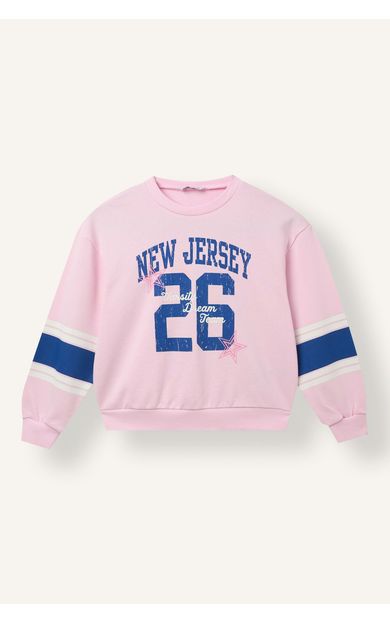 DeFacto Regular Fıt Bisiklet Yaka Slogan Baskılı Sweatshirt Kız Çocuk Pembe I7532A826AUPN633
