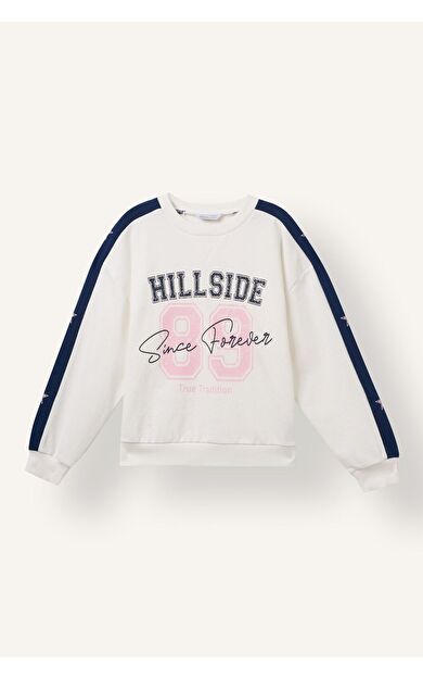 DeFacto Regular Fıt Bisiklet Yaka Slogan Baskılı Sweatshirt Kız Çocuk