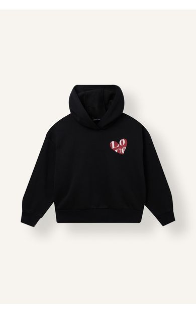 DeFacto Kapüşonlu Göğüs Baskılı İçi Yumuşak Tüylü Kalın Sweatshirt Kız Çocuk