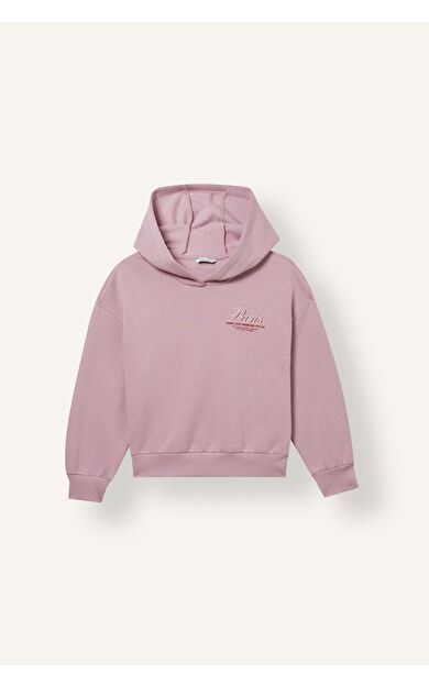 DeFacto Regular Fıt Kapüşonlu Baskılı İçi Yumuşak Tüylü Kalın Sweatshirt Kumaşı Sweatshirt Kız Çocuk