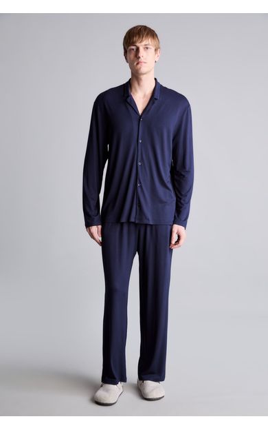 DeFacto Regular Fit Düğmeli Uzun Kollu 2'li Pijama Takımı