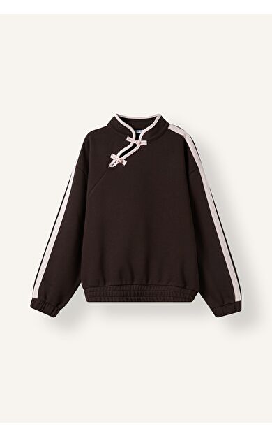 DeFacto Fashıon Fıt Dik Yaka Şerit Detaylı Sweatshirt Kız Çocuk
