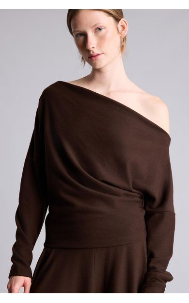 DeFacto Slim Fit Tek Omuzlu Drapeli Uzun Kollu Basic Tişört