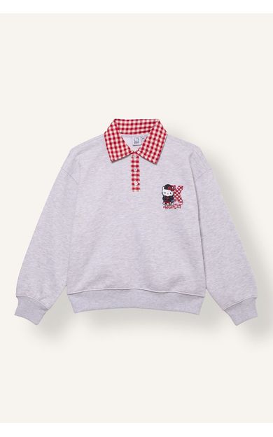 DeFacto Hello Kitty Oversize Pötikare Polo Yaka Sweatshirt Kız Çocuk