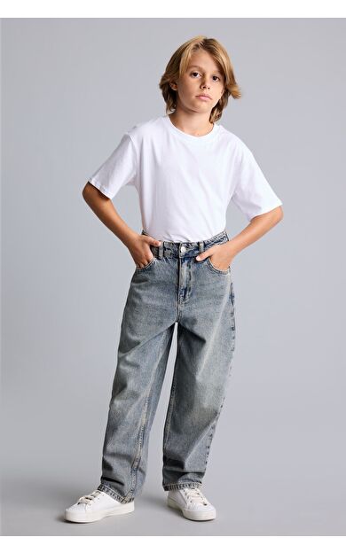 DeFacto Barrel Fit Standart Paça Yıkamalı Jean Pantolon Erkek Çocuk