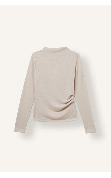 DeFacto Yanı Büzgülü Slim Fit Yarım Balıkçı Yaka Uzun Kollu Basic Tişört