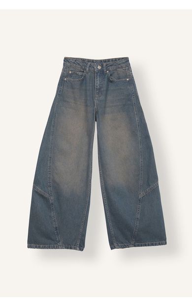 DeFacto Loose Fit Dikiş Detaylı Yıkamalı Jean Pantolon Kız Çocuk