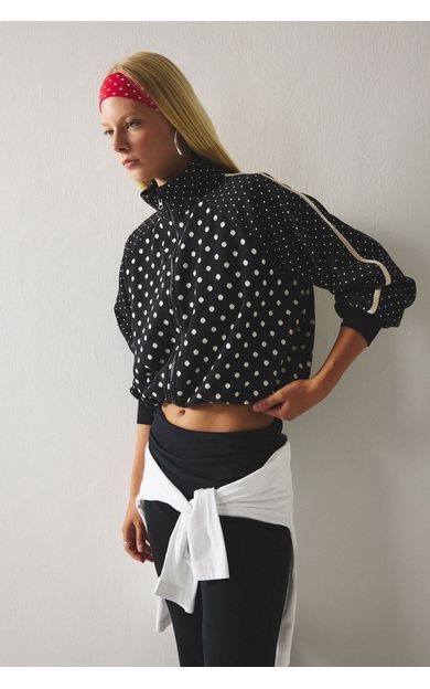 DeFacto %100 Pamuk Yarım Balıkçı Yaka Tafta Poplin Crop Ceket